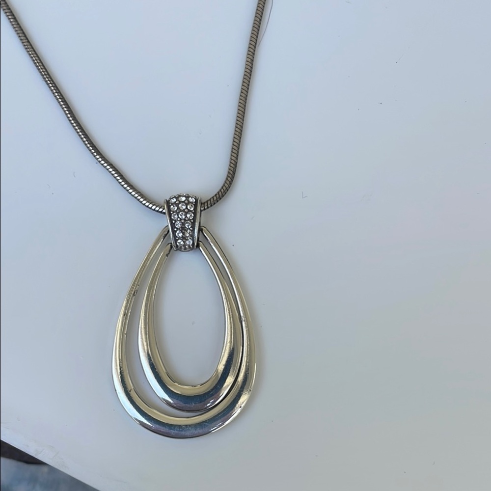 Brighton Silver Teardrop Necklace with Polished Finish